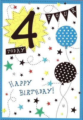 4. Happy Birthday Grußkarte Jungen Alter 4 Jahre Junge 4. Party