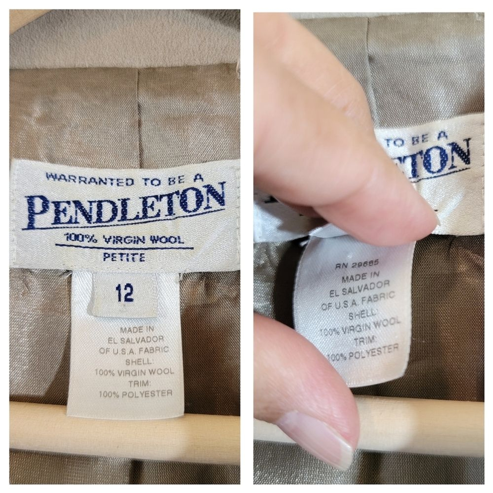 PENDLETON Beige Houndstooth 100% Wool Single Brea… - image 11