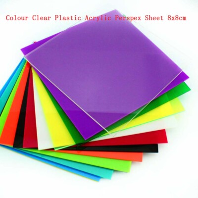 1pcs Colour Clear Plastic Perspex Acrylic Sheet 8x8cm Thickness 2.3mm