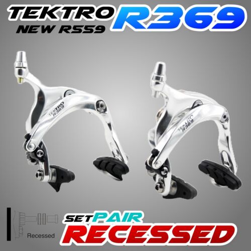 Tektro R369 Road Caliper (Front+Rear) Pair, Brake: 55-73mm RECESSED Silver R559 - 第 1/10 張圖片