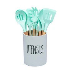 Heartland Home Kitchen Utensil Holder Large 7.3" Tall Farmhouse Porcelain Holder