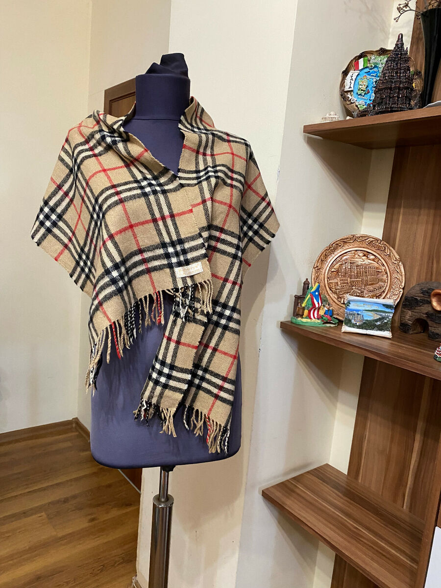 BURBERRYS OF LONDON PURE CASHMERE BEIGE MULTICOLORED PLAID BURBERRYS OF LONDON PURE CASHMERE BEIGE MULTICOLORED PLAID