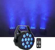 Rockpar TRI 12W LED RGB Par Can Wash Light, DMX Control, Remote Included, Sound-