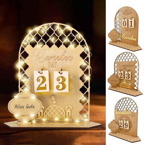 1pc Ramadan Calendar Countdown Decorations with LED Light Home Eid Mubarak Decor