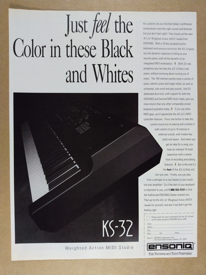 1992 Ensoniq KS-32 Synthesizer vintage print Ad | eBay