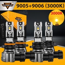 AUXBEAM 9005 9006 High Low Beam LED Headlight Bulbs 20000LM Golden Yellow CANBUS