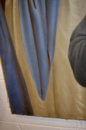 grande dipinto olio su tela raffigurante Madonna con Sant'Antonio epoca '800 - Foto 12 di 18