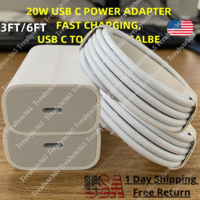 2Pack For iPhone 14 13 12 11 Pro Max XS USB C Fast Charger Block PD Type C Cable