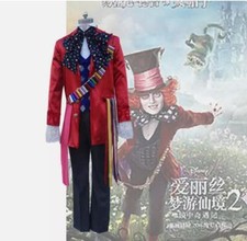 Alice in Wonderland 2 Depp Mad Hatter Cosplay Costume Custom With High Hat