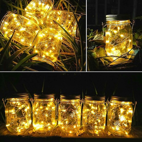 PChero 6pcs Hängen Wasserdichte Solar Einmachglas Deckel String Lichterketten - Bild 4 von 9