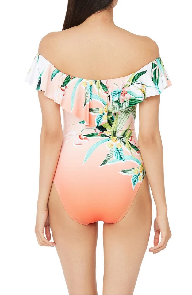 Trina Turk Costa De Prata Off Shoulder One-Piece Swimsuit Women's Size 8 L13417 - Image 2 of 2