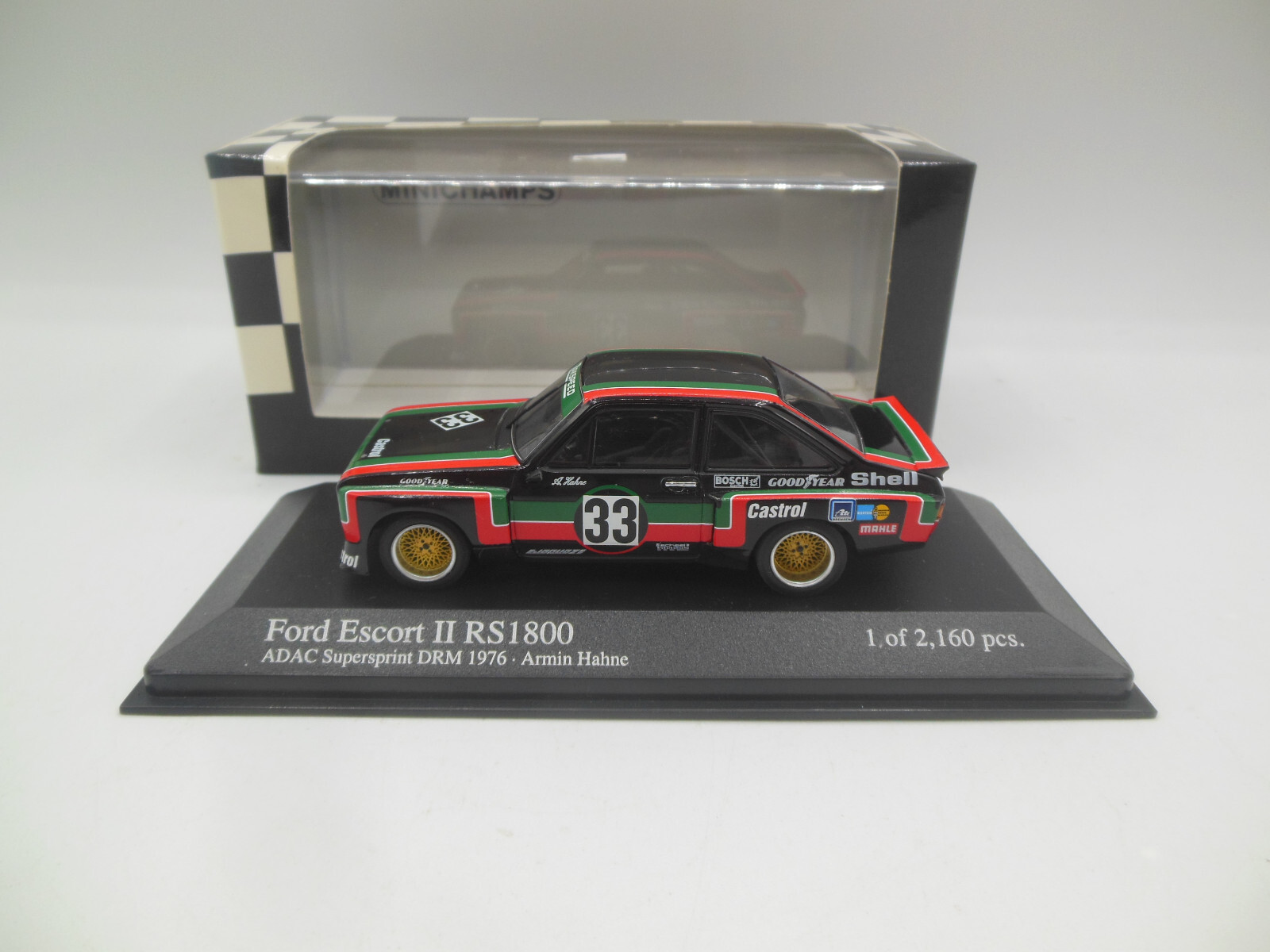 Minichamps 400 768433 Ford Escort MkII RS 1800 ADAC Supersprint DRM 1976 A Hahne