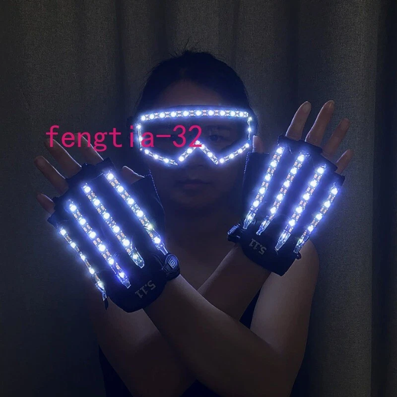 LED Laser Light Gloves LED Glasses Props DJ Party Cosplay Nightclub Dancer Bar - Image 2 of 4