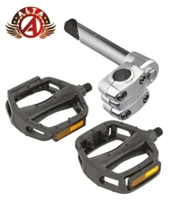 ALTA Original 4-Bolt 22.2mm BMX Stem Chrome & Alloy Pedals 1/2 in Black