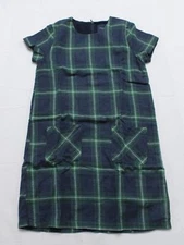 Toobydoo Girl's Zadie Plaid Flannel Shift Dress BE5 Green/Navy Size 6 NWT