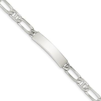Platinum Sterling Silver Cuban Link Design ID Name Bracelet Free Engraving Gift