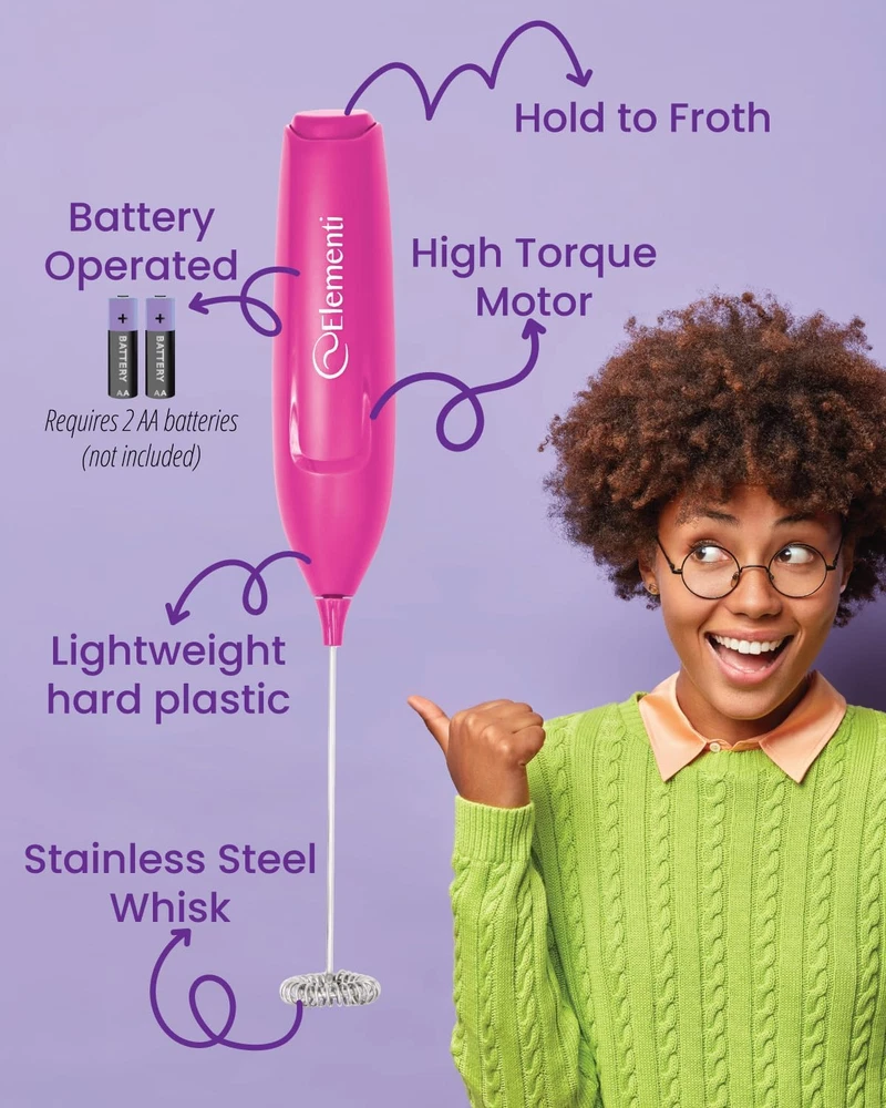Milk Frother Wand & Matcha Mixer, Mini Electric Whisk for Coffee - Frother for C