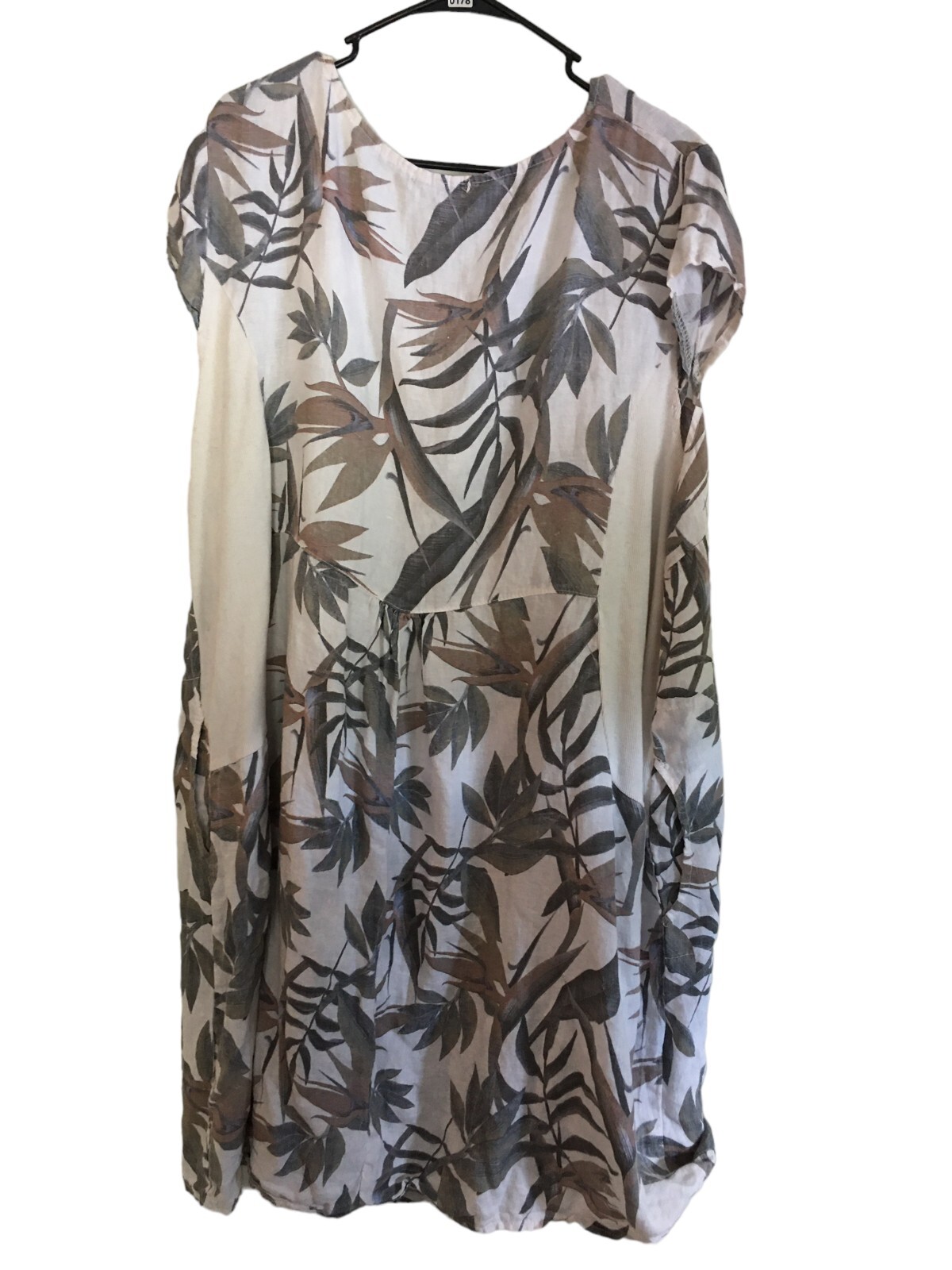 Lungo L'arno Dress Women's Size 3X Off White Green Tropical Stretchy Sides thumbnail 2