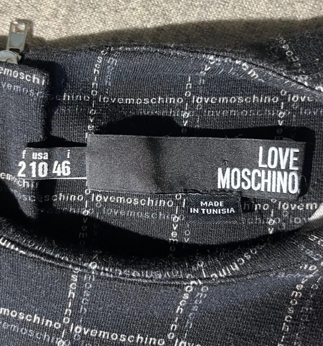 Love Moschino abito donna taglia 10 nero cambio finestra quadri corto casual