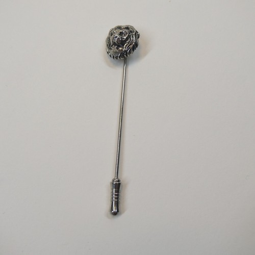 Lion Head Stickpin Vintage Silvertone Stick Pin - Picture 2 of 5