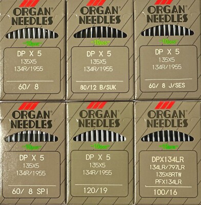 Organ 10 Nähmaschinennadeln 134 R SES SUK SPI LR Leder Stretch Jersey DPx5 134R