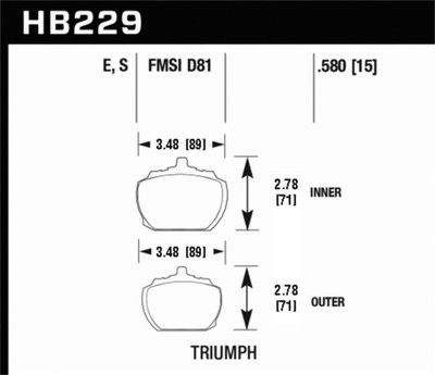 Hawk Performance HB229E.580 Für Hawk70-73 Triumph Stag Blau 9012 Rennen Vorne Bh