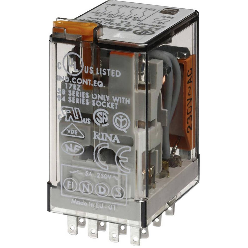 Relais Finder 55.34.8.230.0054 enfichable 230V AC 7A à 4 inverseurs