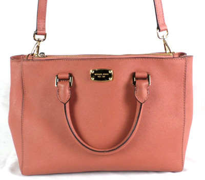 Michael Kors Kellen Antique Rose Saffiano Leather Lrge Satchel Shoulder Bag MINT