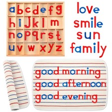 Montessori Letters Movable Wood Alphabet with Box and Large Mat Small Wooden Alp