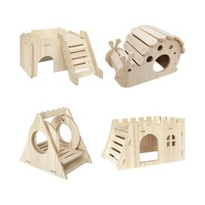 Pet Wooden House Hideaway Corner Pet Hideout Hut for Small Pets Chinchilla