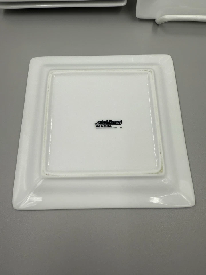 Crate And Barrel Square White Appetizer Plates 6x6 Set of 6 - Image 2 of 4