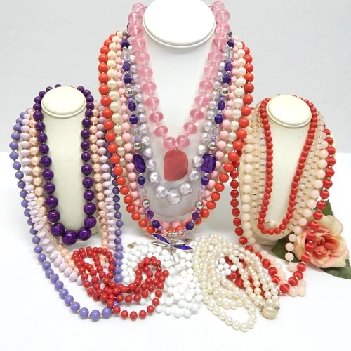 VINTAGE TO NOW COSTUME CRAFT BEADED NECKLACE LOT FASHION JEWELRY LOT