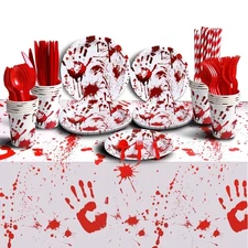 Halloween Party Supplies Dinnerware Decorations - Bloody Zombie White 