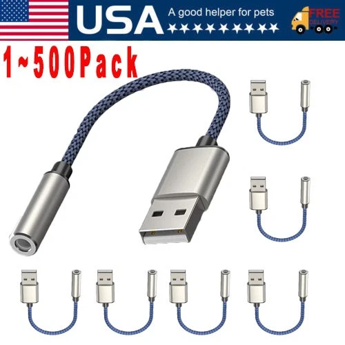 New USB Type A To 3.5mm AUX Female Audio Headphone Jack Cable Adapter Lot