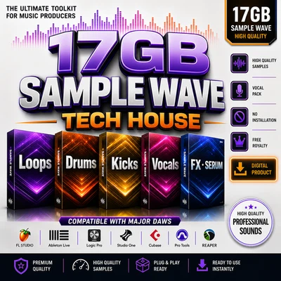 TECH HOUSE BUNDLE SAMPLE PACK – 17GB • Loops, Drums, Kicks, Vocals, FX • SERUM - Bild 1 von 2