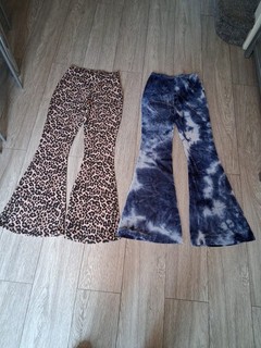 2 X Flared Jeggings Leopard Black Brown Tie Dye Blue Boohoo Shein Festival 10