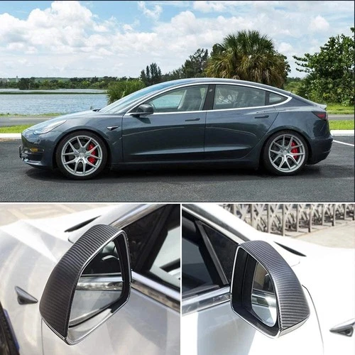 Tesla Model 3 Direct Add-on Matt Carbon Fiber Side Mirror Covers Cap For 2019-22