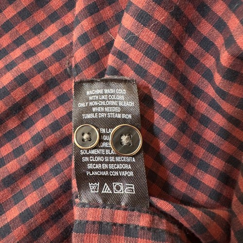 Camisa de vestir London Fog elástica con botones roja negra a cuadros manga larga L - Imagen 5 de 5