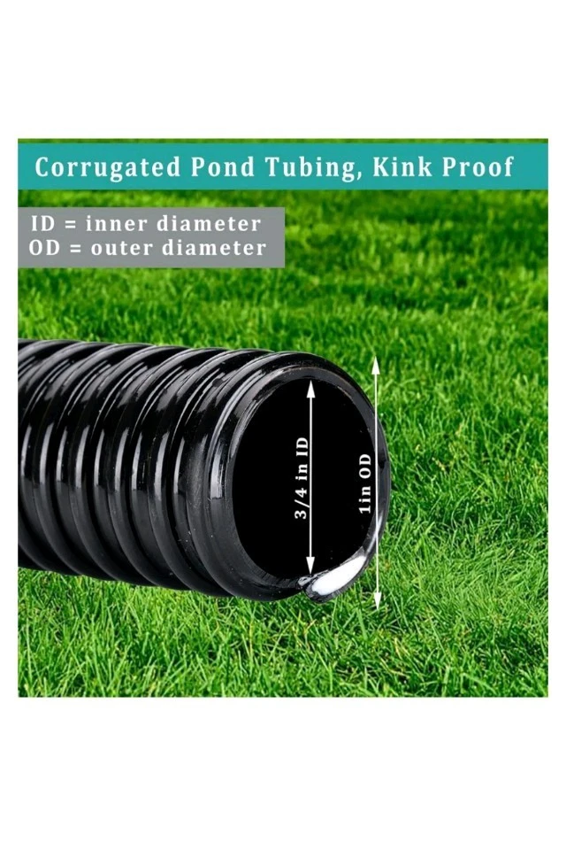 ID 3/4" × 50ft Black Corrugated Flexible Pond Hose Reinforced PVC Hose Vinyl - Image 2 of 4