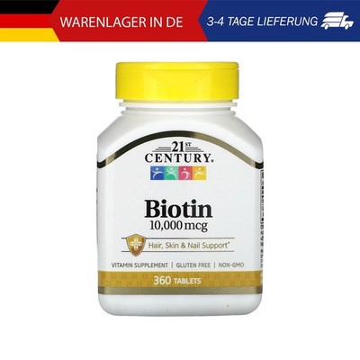 21st Century, Biotin, 10.000 mcg, 360 Tabletten