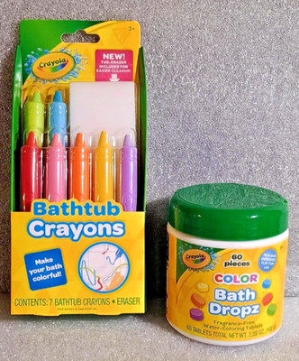 NEW Crayola Bathtub Crayons (8 pcs) + Color Bath Water-Coloring Tablets (60 pcs)