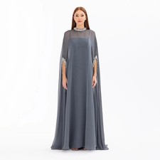 Crystal Chiffon O-Neck Women's Dress Spaghetti Strap Mermaid Wedding Guest Maxi