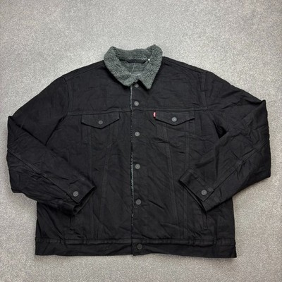 Levis Jeansjacke Erwachsene X Large schwarz Sherpa gefüttert Trucker Red Tab Utility Herren