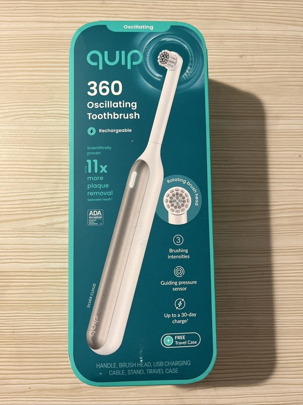 quip 360 Oscillating Rechargeable Electric Toothbrush + Travel Case (1063) New