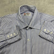Turnbull Asser Shirt Mens L Blue Regular Fit Dress Business England Lux G2U