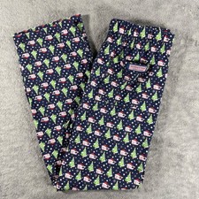 Vineyard Vines Pajama Pants Kids M 12/14 Navy Excellent Christmas Whale Tree