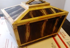 Vintage Maitland-Smith Marble Feather Trinket Jewelry Box