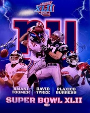 NY GIANTS SB CHAMPS DAVID TYREE, PLAXICO BURRESS, AMANI TOOMER SIGNED 16x20 JSA!