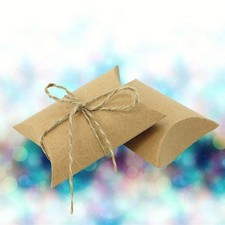 100Pcs Wedding Favor Boxes Kraft Paper Pillow Design Reusable Candy Boxes Khaki