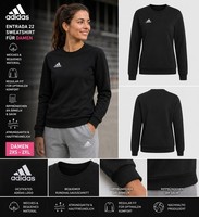 Adidas Entrada 22 Sweatshirt Damen Schwarz H57478 Gr. XS Neu Aeroready Unisex